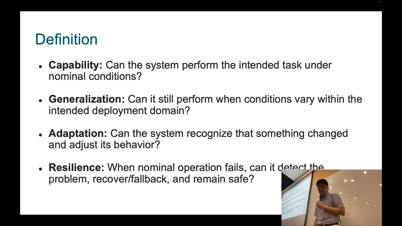 Definition: capability, generalization, adaptation, resilience