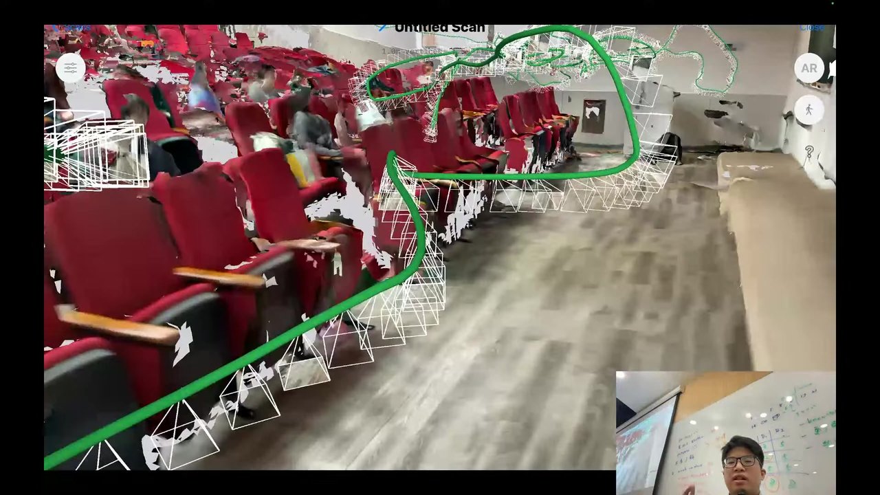 Classroom reconstruction with the estimated device trajectory
