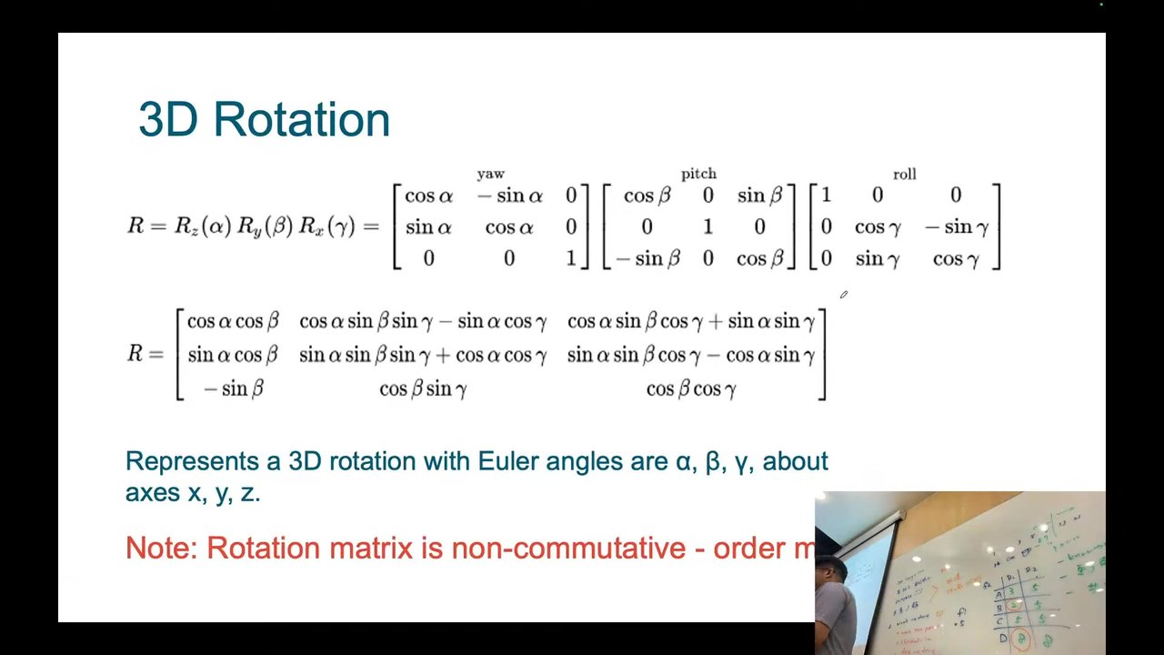 3D Rotation with Euler angles; rotation matrix is non-commutative